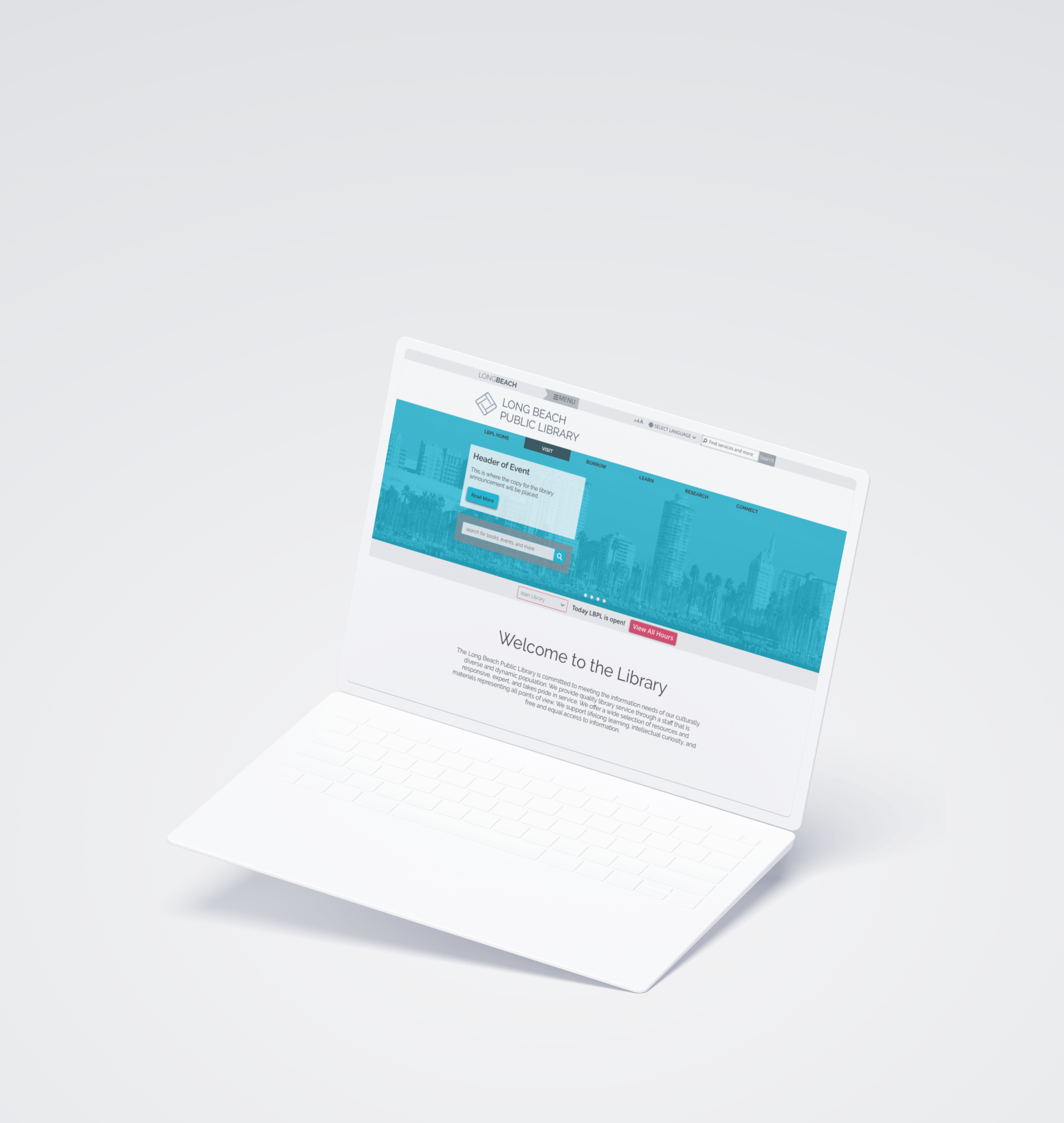 Long Beach Public Library Case Study Mockup